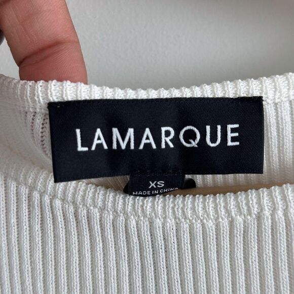 Lamarque Giovanni Rib Knit Maxi Dress in Off White - Picture 3 of 8